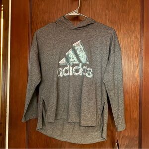 Adidas Girls Heather Hooded TShirt NWT